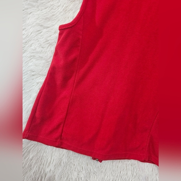 Holiday Editions Womens Red Zip Up Vest with Christmas Tree Embroidery Size M - Picture 10 of 11